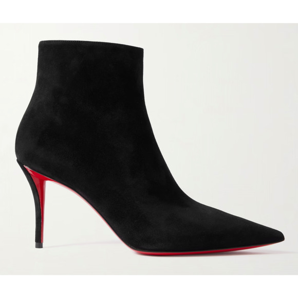 Christian Louboutin So Apostropha Booty 80 Black Suede Ankle Heel Bootie 36 - Picture 5 of 16